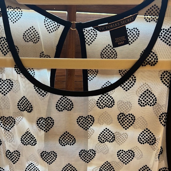 Victoria’s Secret top BLACK heart lingerie tank top see through sexy black white - Picture 4 of 7